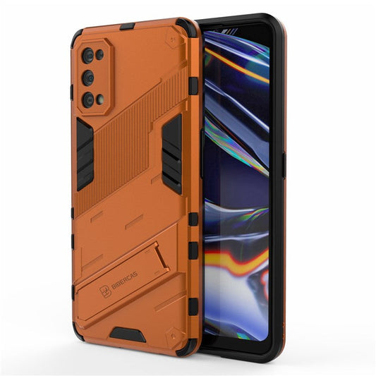Shockproof PC + TPU Hybrid Phone Case Cover with Kickstand for Realme 7 Pro - Orange