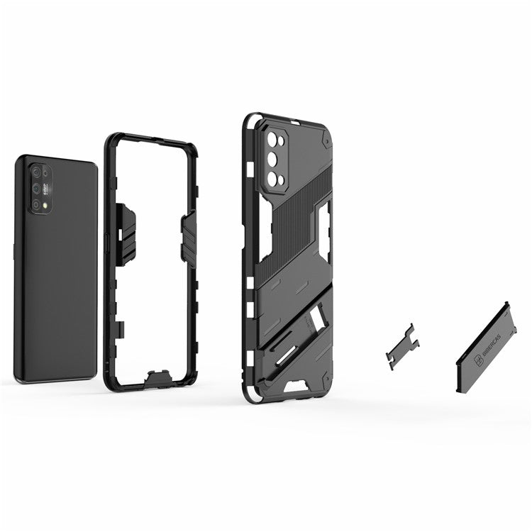 Shockproof PC + TPU Hybrid Phone Case Cover with Kickstand for Realme 7 Pro - Orange