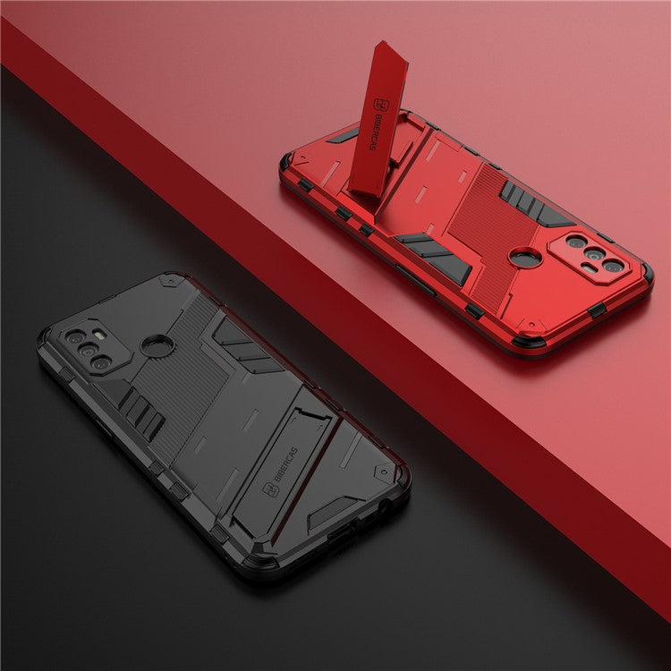 Shockproof PC + TPU Hybrid Phone Case Cover with Kickstand for Oppo A53 4G - Red