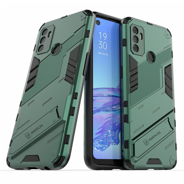 Shockproof PC + TPU Hybrid Phone Case Cover with Kickstand for Oppo A53 4G - Green