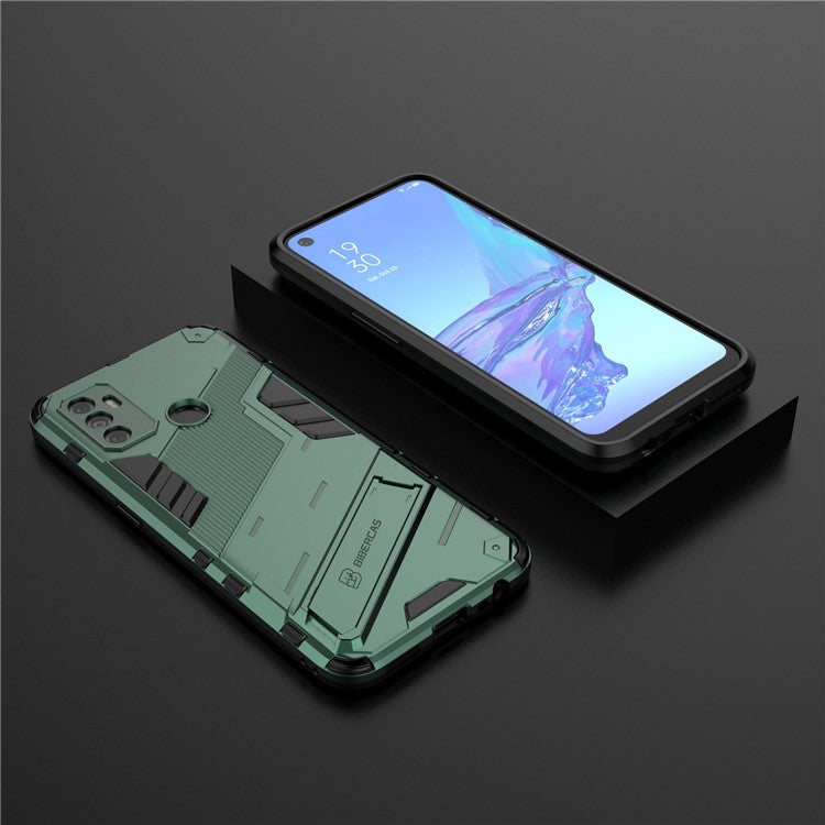 Shockproof PC + TPU Hybrid Phone Case Cover with Kickstand for Oppo A53 4G - Green
