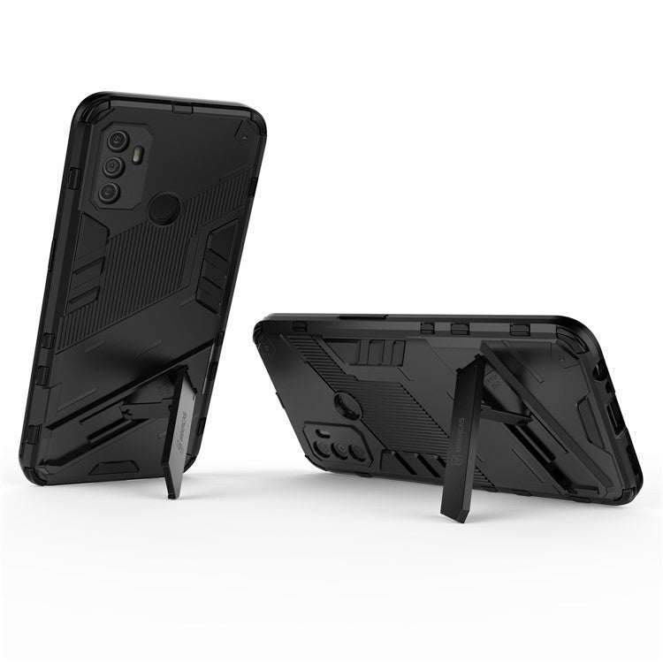 Shockproof PC + TPU Hybrid Phone Case Cover with Kickstand for Oppo A53 4G - Baby Blue