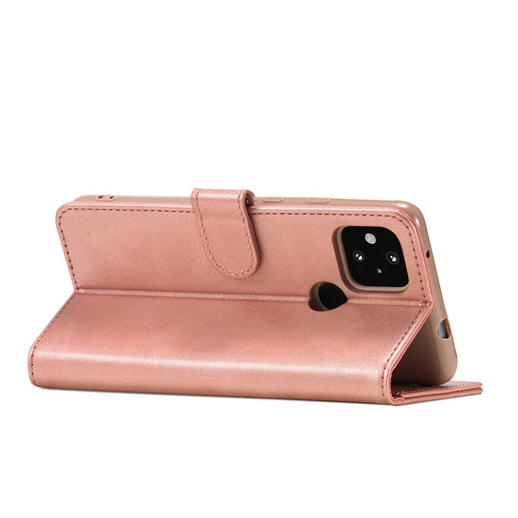 LC.IMEEKE Wallet Stand Leather Shell Phone Cover Case for OPPO A15 / A15s - Rose Gold