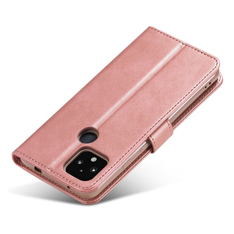 LC.IMEEKE Wallet Stand Leather Shell Phone Cover Case for OPPO A15 / A15s - Rose Gold