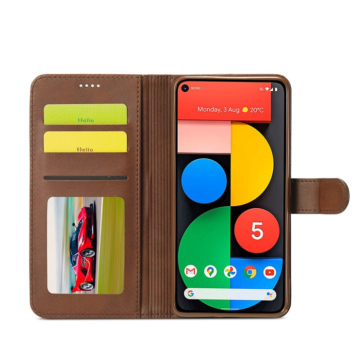 LC.IMEEKE Wallet Stand Leather Shell Phone Cover Case for OPPO A15 / A15s - Brown