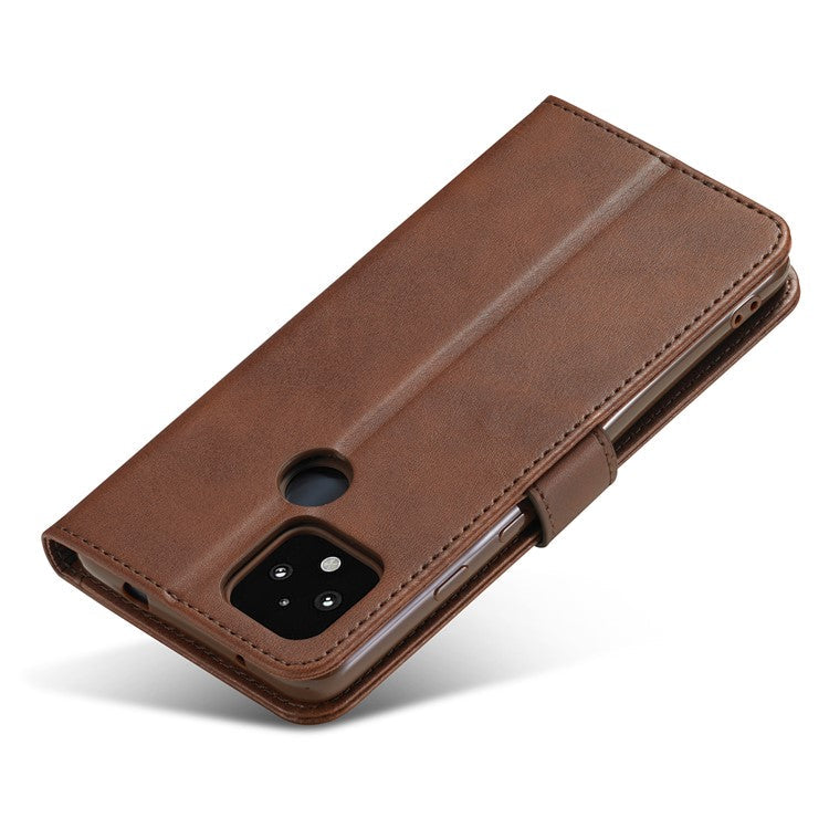 LC.IMEEKE Wallet Stand Leather Shell Phone Cover Case for OPPO A15 / A15s - Brown