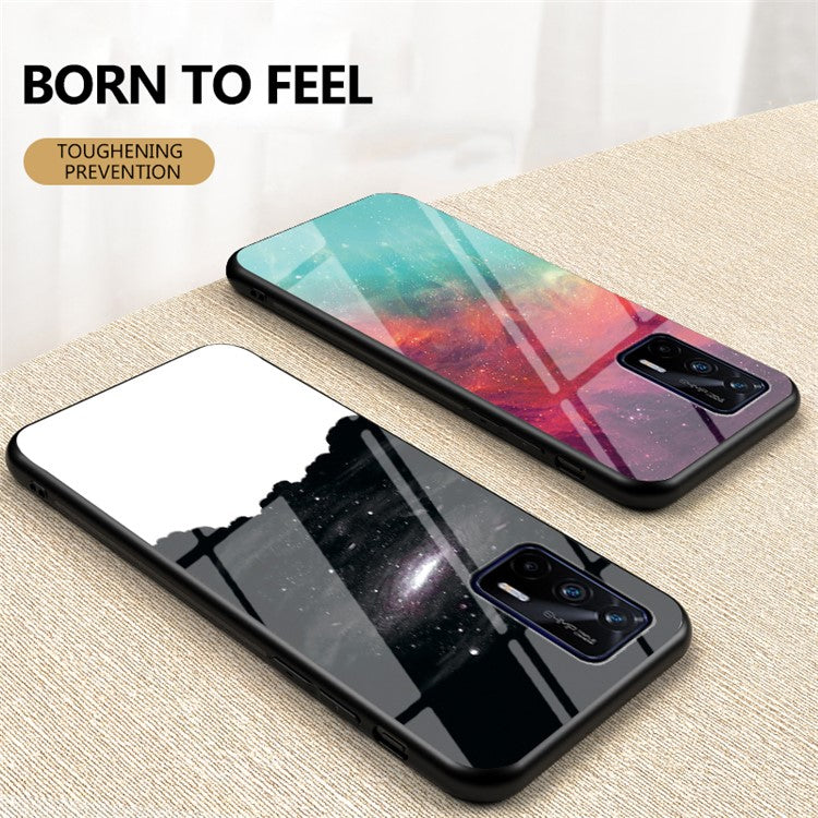 Starry Sky Pattern Tempered Glass Anti-Scratch Hybrid Cell Phone Case for Realme GT 5G - Color Sky