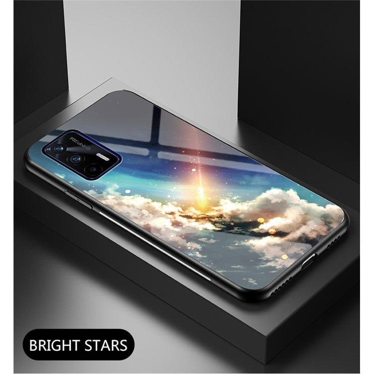 Starry Sky Pattern Tempered Glass Anti-Scratch Hybrid Cell Phone Case for Realme GT 5G - Meteor
