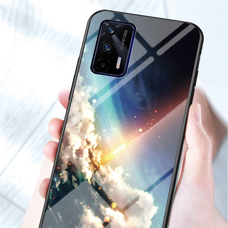 Starry Sky Pattern Tempered Glass Anti-Scratch Hybrid Cell Phone Case for Realme GT 5G - Meteor