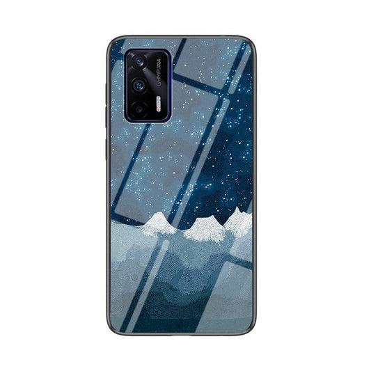 Starry Sky Pattern Tempered Glass Anti-Scratch Hybrid Cell Phone Case for Realme GT 5G - Starry Sky