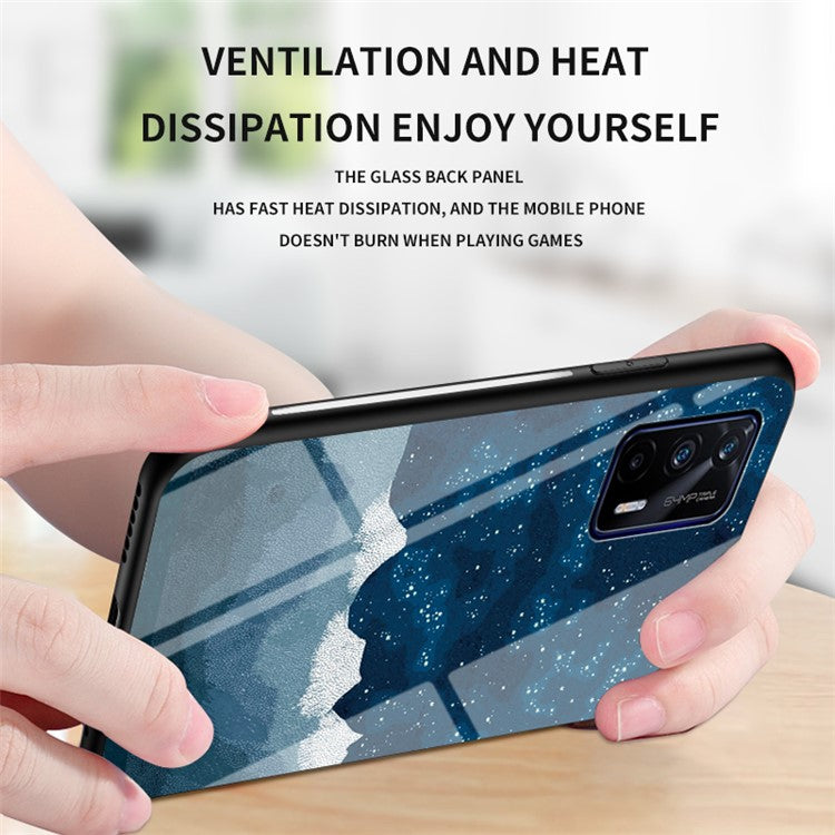 Starry Sky Pattern Tempered Glass Anti-Scratch Hybrid Cell Phone Case for Realme GT 5G - Starry Sky
