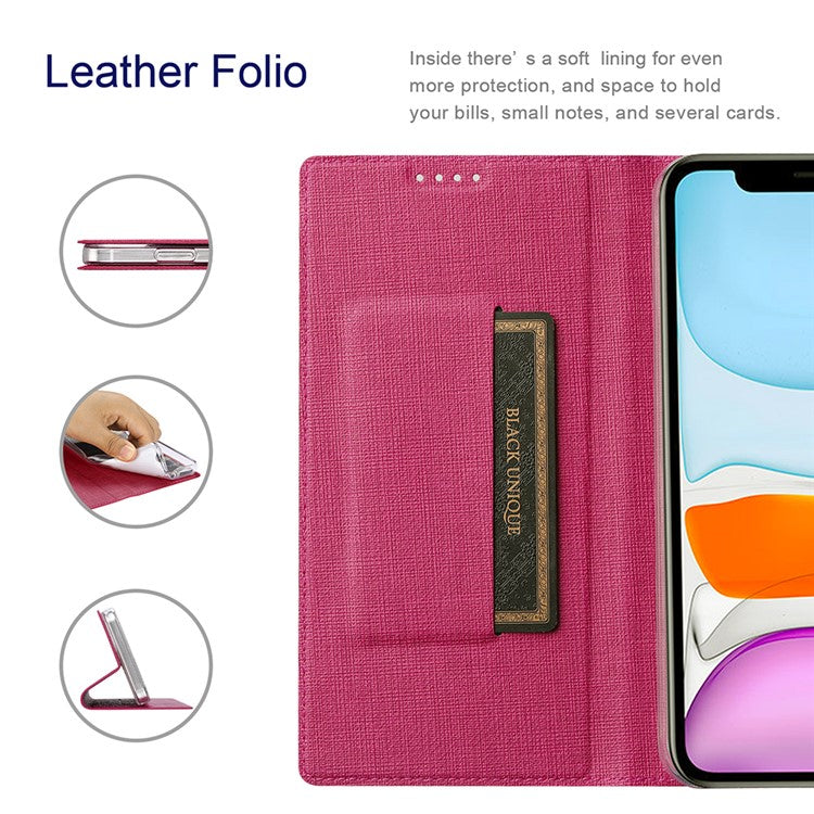 VILI DMX Series Card Holder Design Leather Stand Phone Cover Case for Oppo Find X3 Pro - Rose