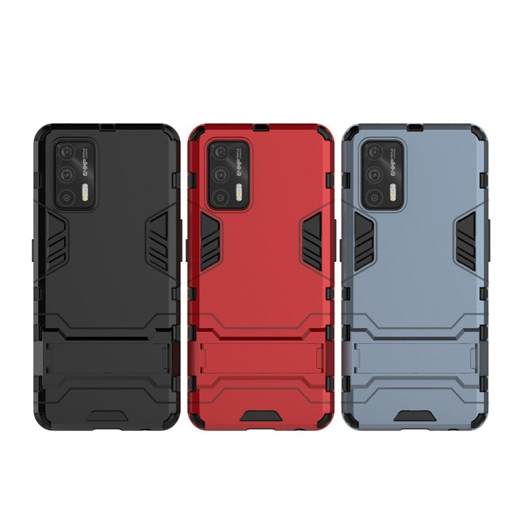 2 in 1 Plastic + TPU Combo Hybrid Phone Protector Cover Case with Kickstand for Realme GT 5G - Blue