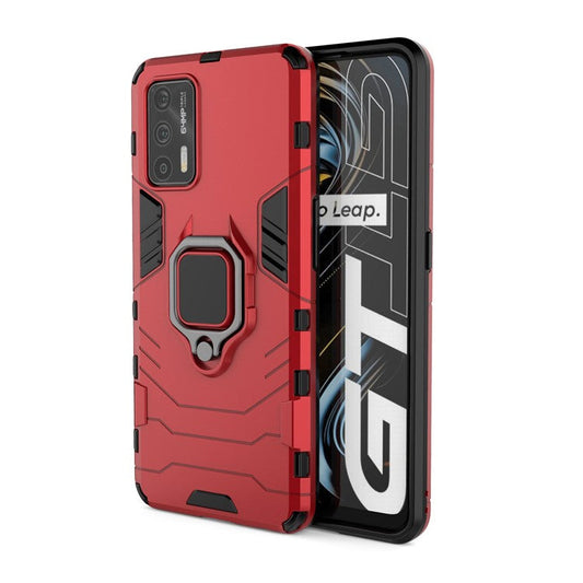 Cool Guard PC + TPU Combo Hybrid Phone Cover Case with Kickstand for Realme GT 5G - Red