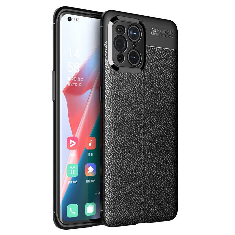 Litchi Texture Soft TPU Phone Case Protective Cover for Oppo Find X3 / X3 Pro - Black