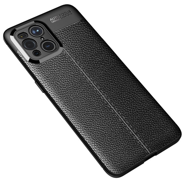 Litchi Texture Soft TPU Phone Case Protective Cover for Oppo Find X3 / X3 Pro - Black