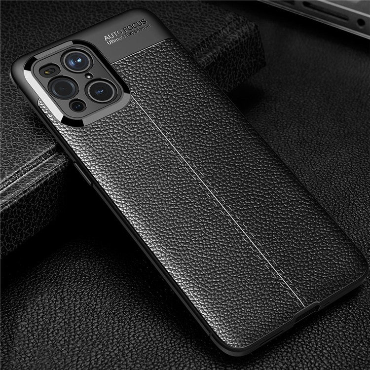Litchi Texture Soft TPU Phone Case Protective Cover for Oppo Find X3 / X3 Pro - Black