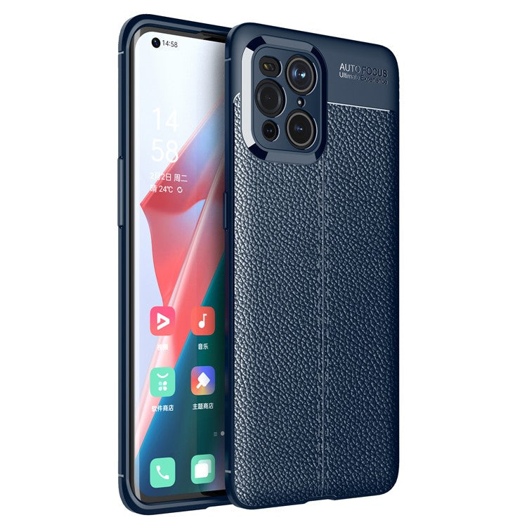 Litchi Texture Soft TPU Phone Case Protective Cover for Oppo Find X3 / X3 Pro - Blue