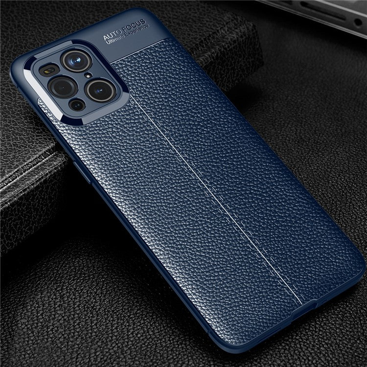 Litchi Texture Soft TPU Phone Case Protective Cover for Oppo Find X3 / X3 Pro - Blue