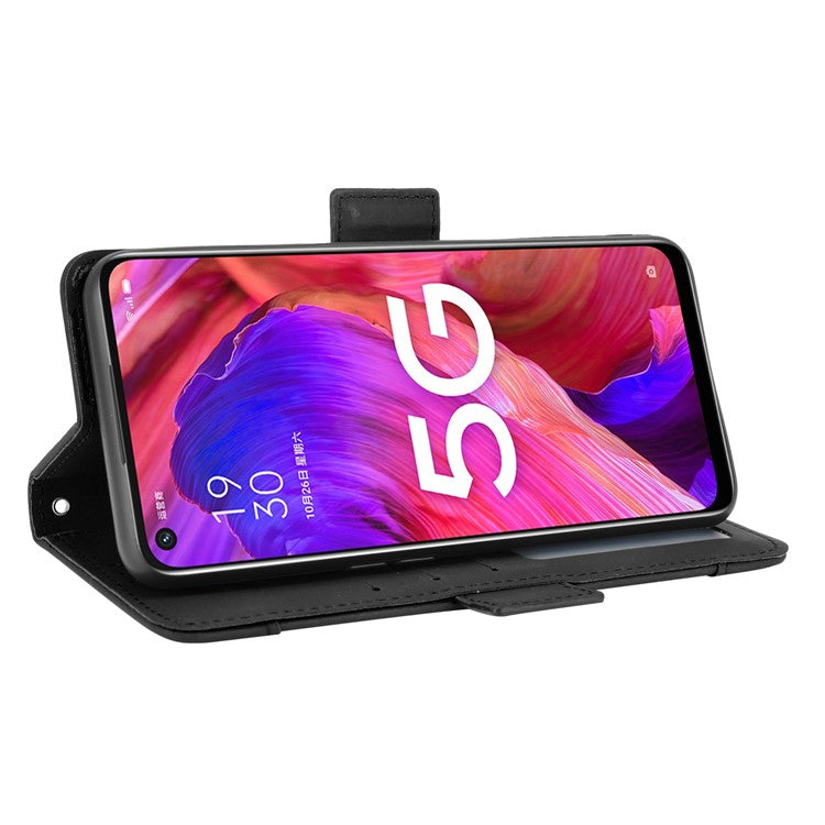 Leather Wallet Protective Case with Multiple Card Slots for Oppo A93 5G / A74 5G / A54 5G - Black