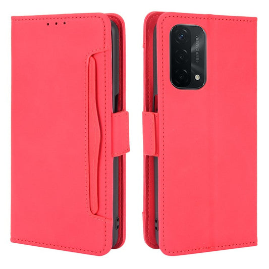 Leather Wallet Protective Case with Multiple Card Slots for Oppo A93 5G / A74 5G / A54 5G - Red