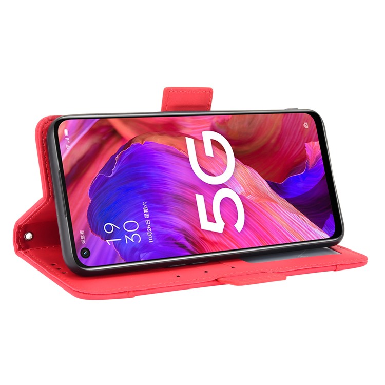 Leather Wallet Protective Case with Multiple Card Slots for Oppo A93 5G / A74 5G / A54 5G - Red