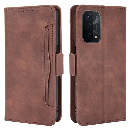 Leather Wallet Protective Case with Multiple Card Slots for Oppo A93 5G / A74 5G / A54 5G - Brown