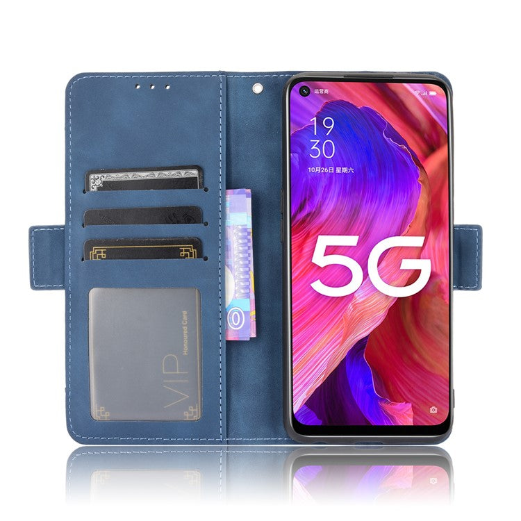 Leather Wallet Protective Case with Multiple Card Slots for Oppo A93 5G / A74 5G / A54 5G - Blue