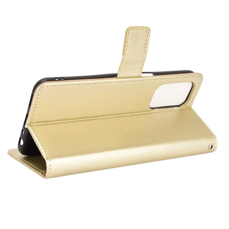 Crazy Horse Wallet Stand Leather Case with Strap for Oppo A93 5G / A74 5G / A54 5G - Gold