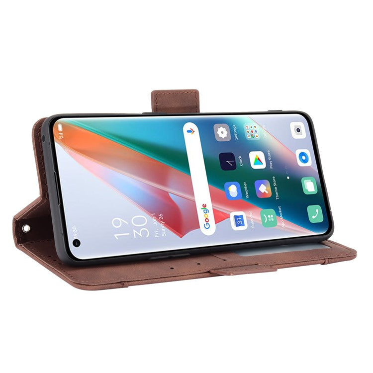 Leather Wallet Protective Case with Multiple Card Slots for Oppo Find X3 Pro / Oppo Find X3 - Brown