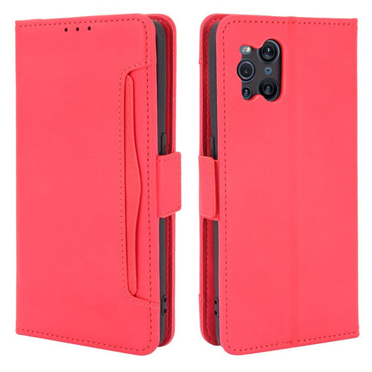 Leather Wallet Protective Case with Multiple Card Slots for Oppo Find X3 Pro / Oppo Find X3 - Red