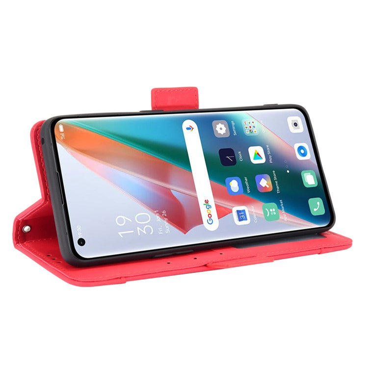 Leather Wallet Protective Case with Multiple Card Slots for Oppo Find X3 Pro / Oppo Find X3 - Red