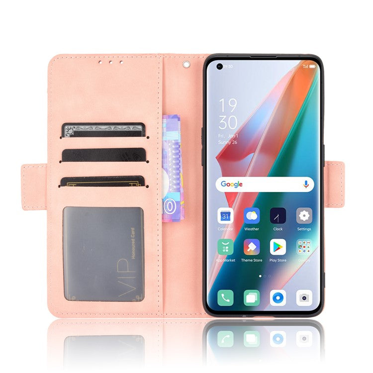 Leather Wallet Protective Case with Multiple Card Slots for Oppo Find X3 Pro / Oppo Find X3 - Pink