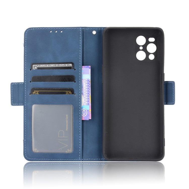 Leather Wallet Protective Case with Multiple Card Slots for Oppo Find X3 Pro / Oppo Find X3 - Blue
