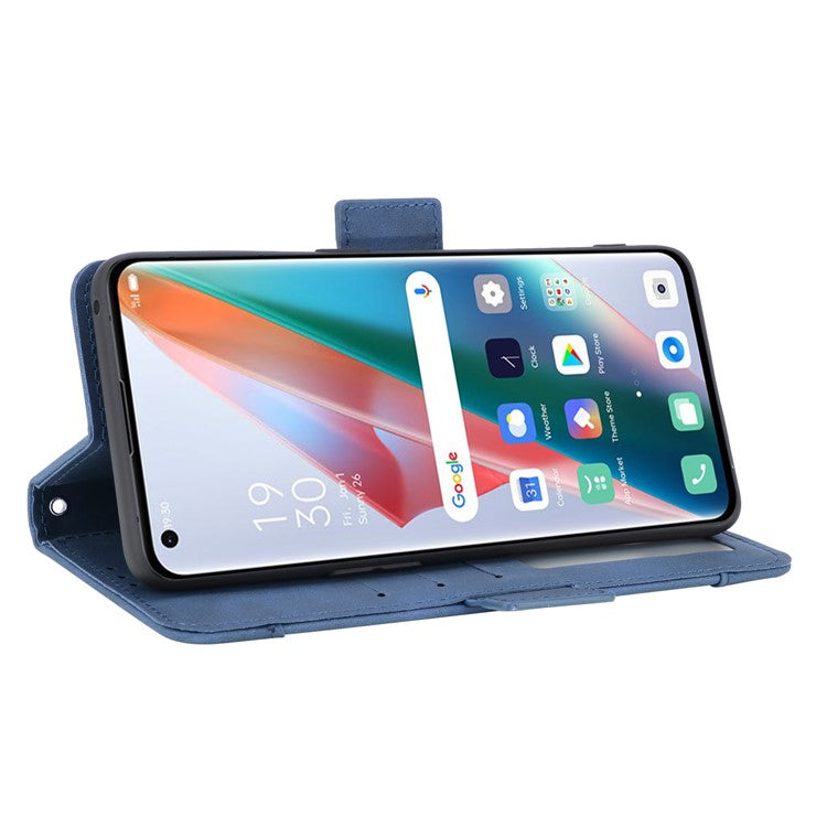 Leather Wallet Protective Case with Multiple Card Slots for Oppo Find X3 Pro / Oppo Find X3 - Blue