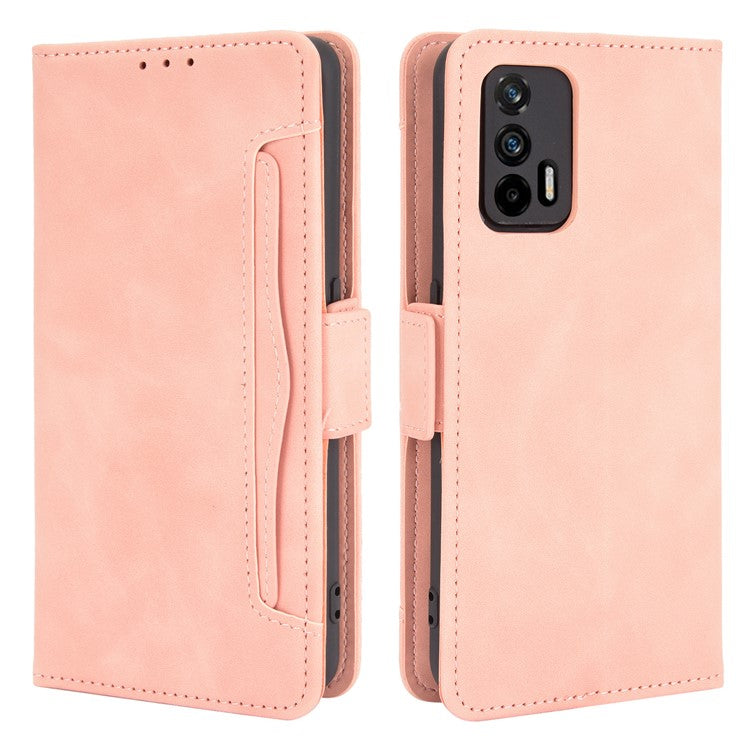 Leather Wallet Protective Case with Multiple Card Slots for Oppo Realme GT 5G - Pink