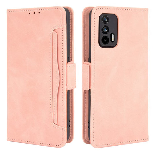 Leather Wallet Protective Case with Multiple Card Slots for Oppo Realme GT 5G - Pink