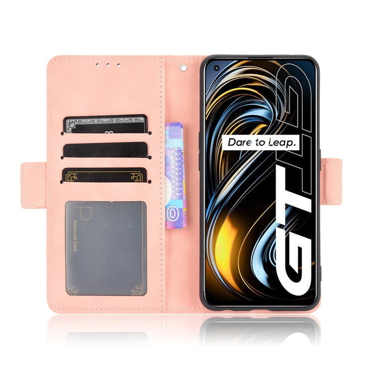 Leather Wallet Protective Case with Multiple Card Slots for Oppo Realme GT 5G - Pink