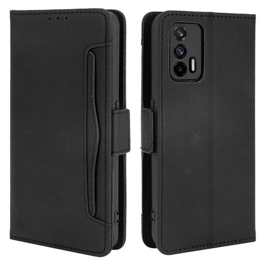 Leather Wallet Protective Case with Multiple Card Slots for Oppo Realme GT 5G - Black