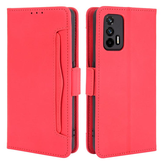 Leather Wallet Protective Case with Multiple Card Slots for Oppo Realme GT 5G - Red
