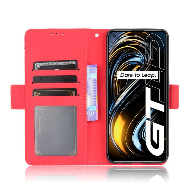 Leather Wallet Protective Case with Multiple Card Slots for Oppo Realme GT 5G - Red