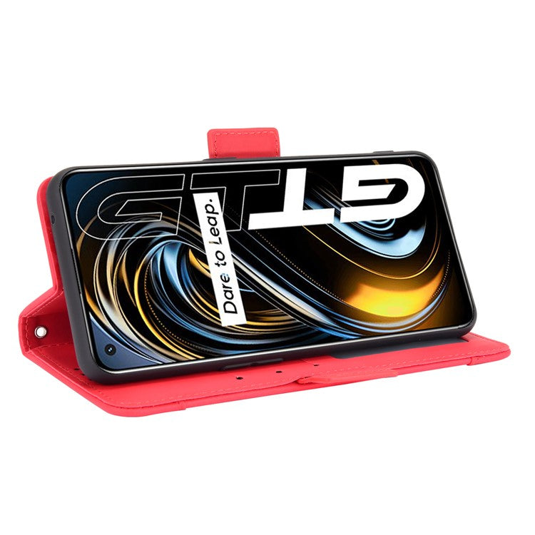 Leather Wallet Protective Case with Multiple Card Slots for Oppo Realme GT 5G - Red