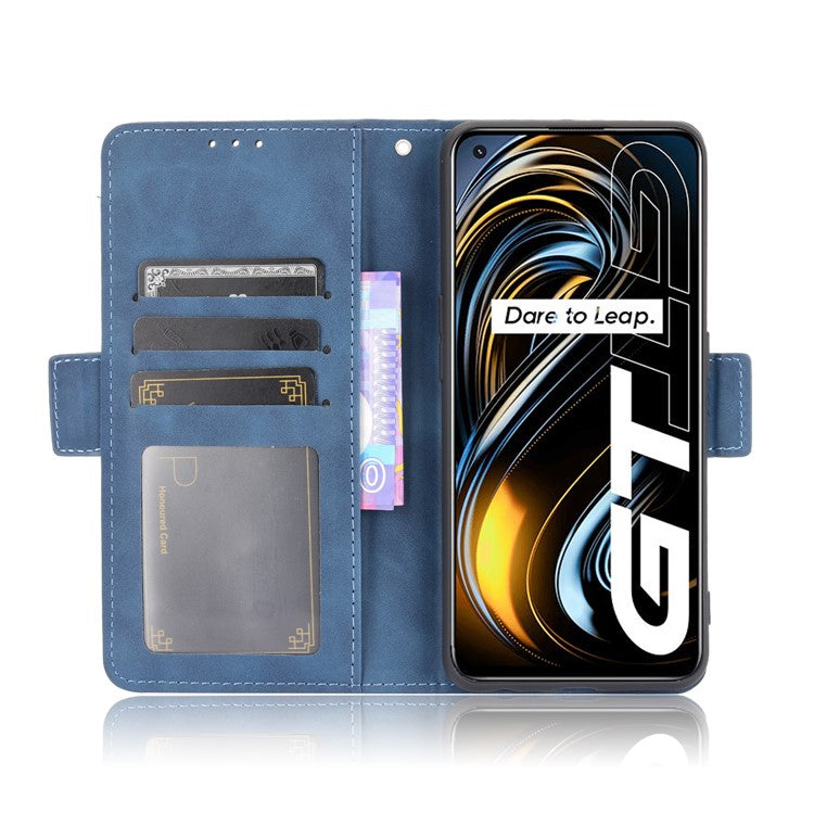 Leather Wallet Protective Case with Multiple Card Slots for Oppo Realme GT 5G - Blue