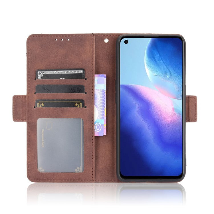 Leather Wallet Protective Case with Multiple Card Slots for Oppo Reno5 4G / Reno5 K / Reno5 5G / Find X3 Lite Stand Function Phone Cover - Brown