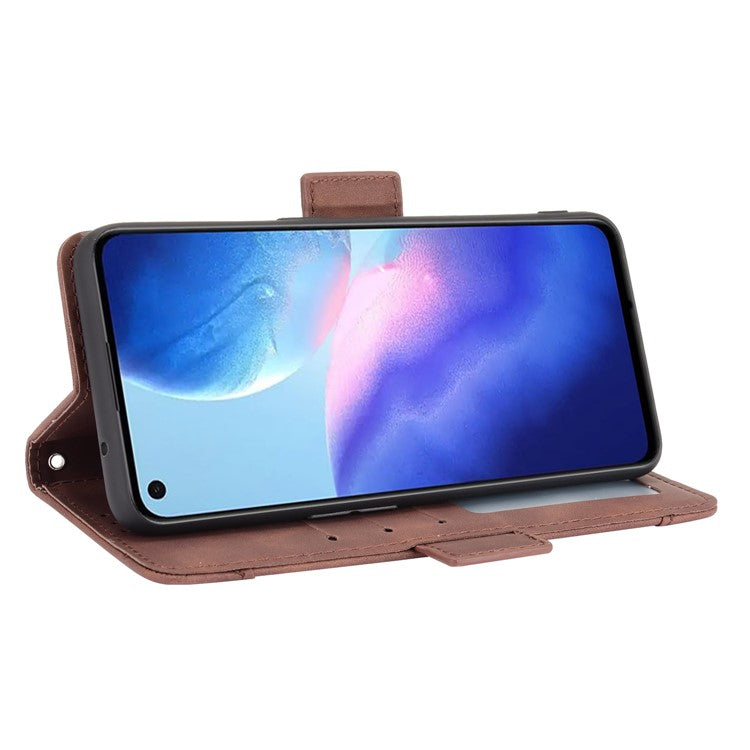 Leather Wallet Protective Case with Multiple Card Slots for Oppo Reno5 4G / Reno5 K / Reno5 5G / Find X3 Lite Stand Function Phone Cover - Brown