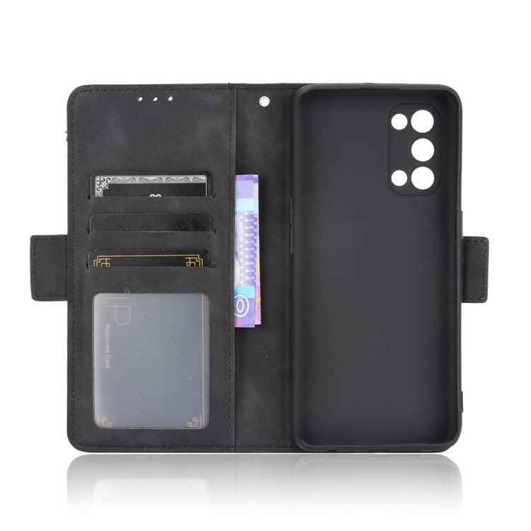 Leather Wallet Protective Case with Multiple Card Slots for Oppo Reno5 4G / Reno5 K / Reno5 5G / Find X3 Lite Stand Function Phone Cover - Black