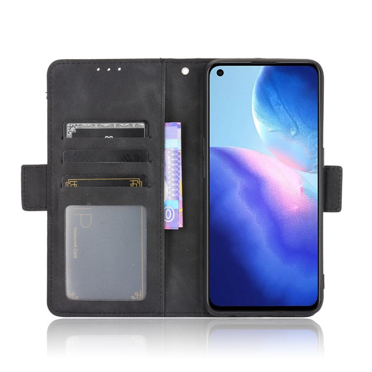 Leather Wallet Protective Case with Multiple Card Slots for Oppo Reno5 4G / Reno5 K / Reno5 5G / Find X3 Lite Stand Function Phone Cover - Black