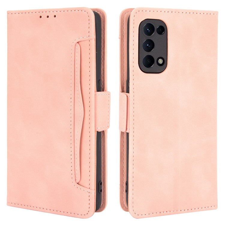 Leather Wallet Protective Case with Multiple Card Slots for Oppo Reno5 4G / Reno5 K / Reno5 5G / Find X3 Lite Stand Function Phone Cover - Pink