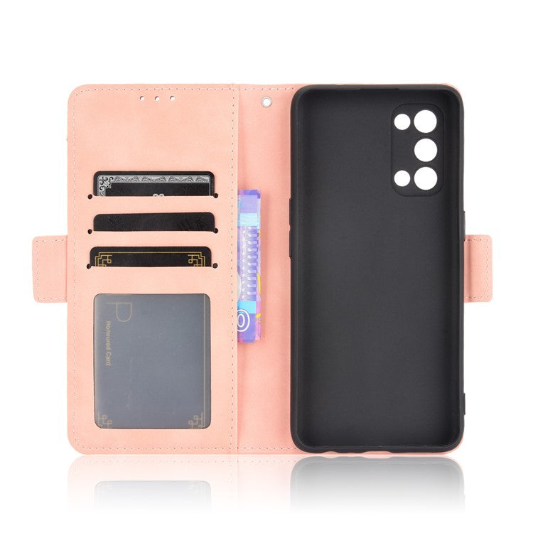 Leather Wallet Protective Case with Multiple Card Slots for Oppo Reno5 4G / Reno5 K / Reno5 5G / Find X3 Lite Stand Function Phone Cover - Pink