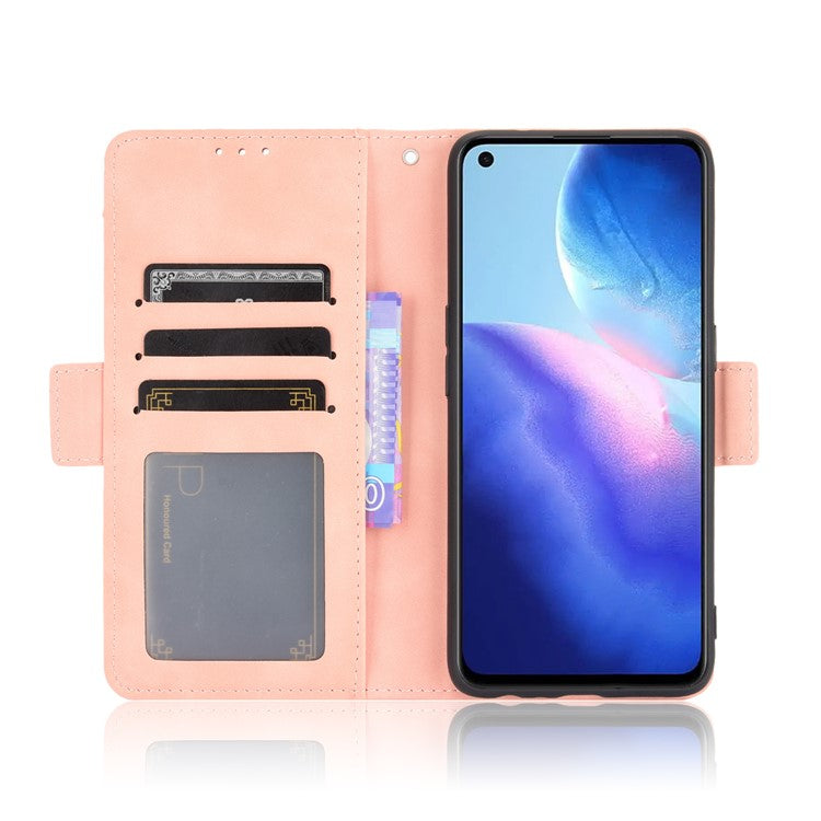 Leather Wallet Protective Case with Multiple Card Slots for Oppo Reno5 4G / Reno5 K / Reno5 5G / Find X3 Lite Stand Function Phone Cover - Pink
